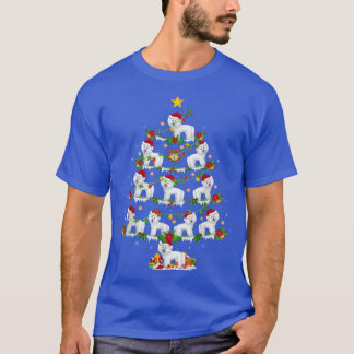 Camiseta Westie Dog Lover Xmas Luzes Westie Árvore de Natal
