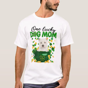 Camiseta Westie Dog Mãe Rua de Shamrock verde irlandês D de