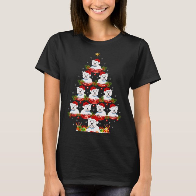 Camiseta Westie Dog Xmas Tree Lighting Westie Christmas  (Frente)