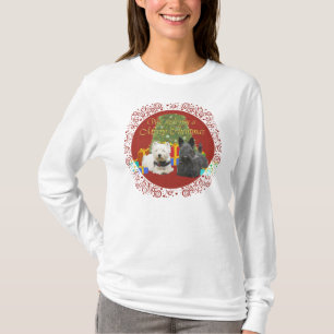 Camiseta Westie e Scottie Feliz Natal