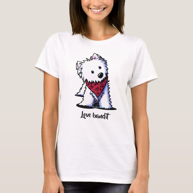 Camiseta Westie Kissing Bandit Light (Frente)
