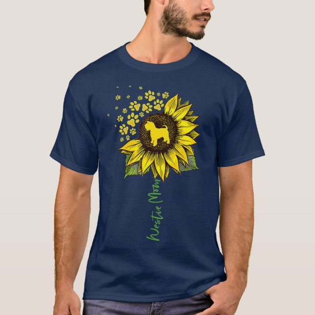 Camiseta Westie Mamãe Sunflower West Highland Terrier Gifts (Frente)