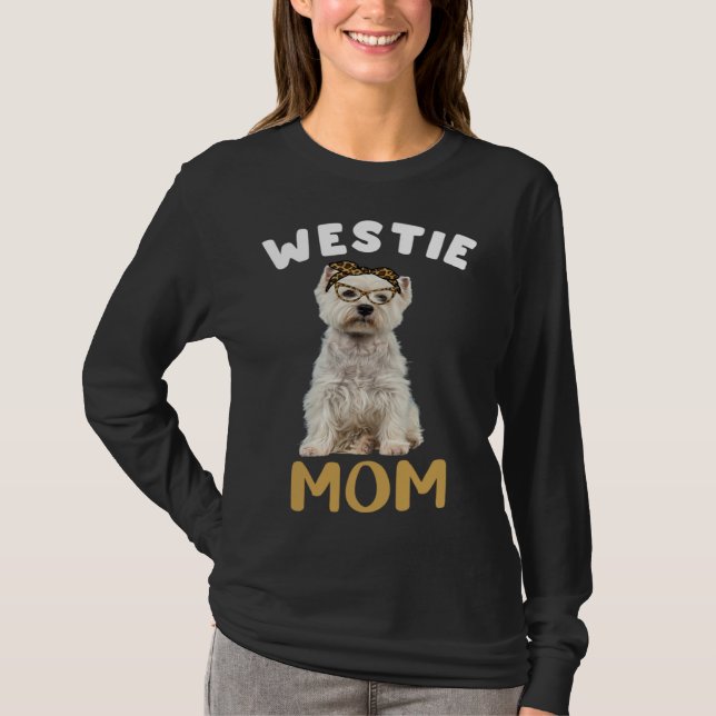Camiseta Westie Mom Mama Maltese Dog Owner Leopard Print Wo (Frente)