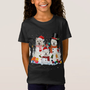 Camiseta Westie Snowman Papais noeis de Luzes de Natal Cach