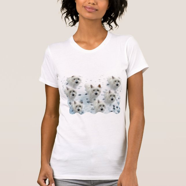 Camiseta Westies no t-shirt do divertimento da neve para o (Frente)