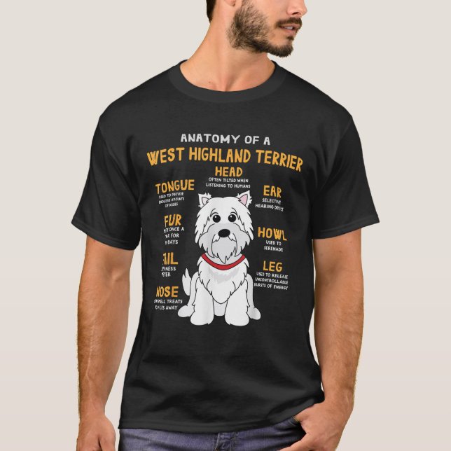 Camiseta Westin Highland Terrier Anatomy Engraçado Cachorro (Frente)