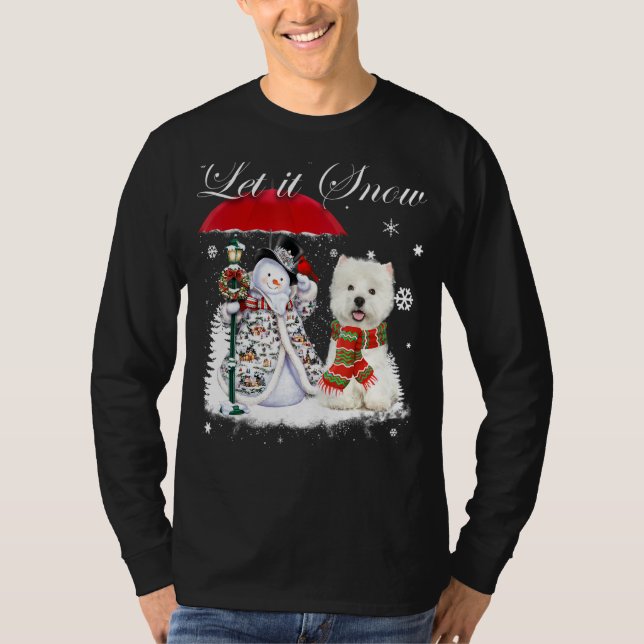 Camiseta Westis Papais noeis Cachorro Natal Snowman Xmas Pa (Frente)