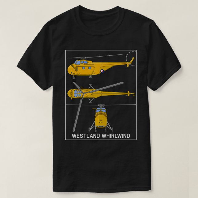 Camiseta Westland Whirlwind British Yellow Helicopter Diagn (Frente do Design)