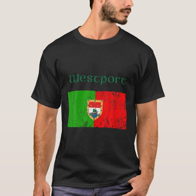 Camiseta Westport, County Mayo Shamrock Ireland Flag, Craic (Frente)