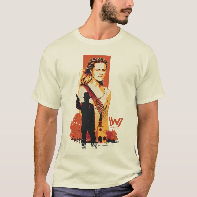 Camiseta Westworld | Wyatt & Man em preto na Igreja Branca (Frente)