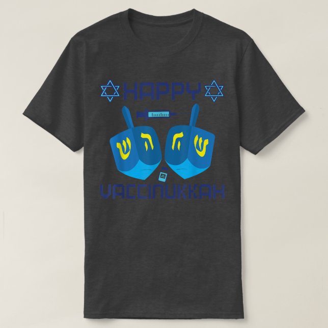 Camiseta WgQq Happy Vaccinukkah Vaccinated Hanukkah 2021 Je (Frente do Design)