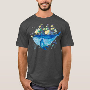 Camiseta whale and boat watercolor