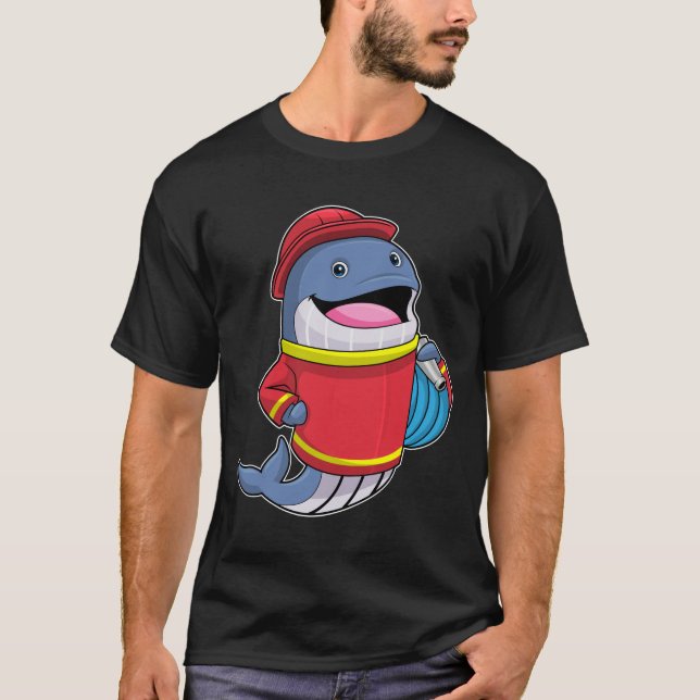 Camiseta Whale as Firefighter with Hose (Frente)