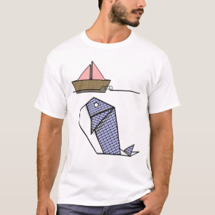Camiseta Whale Origami Sob Barco De Papel