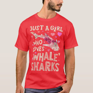 Camiseta Whale Shark Just A Girl Who Loves Sea Animal Flowe