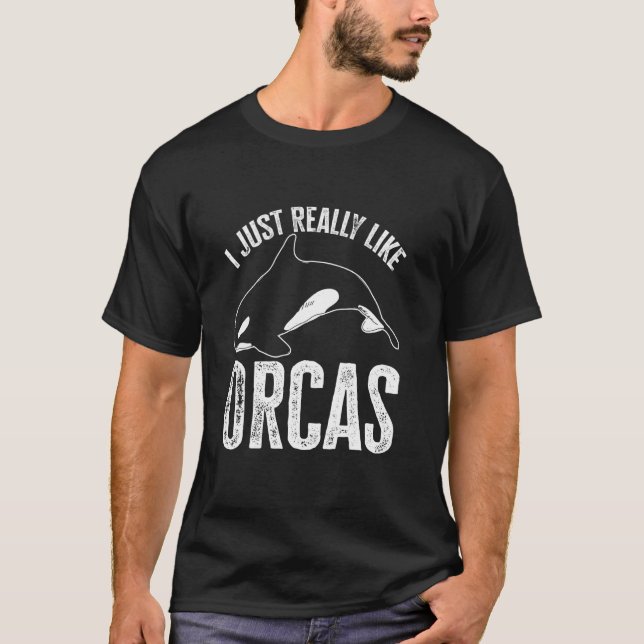 Camiseta Whales Orca Eu Gosto Muito De Orcas Long Sleeve (Frente)