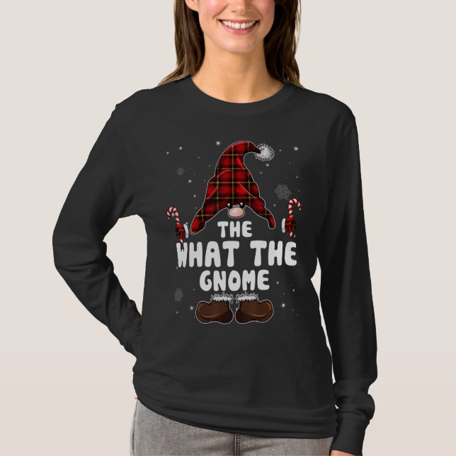 Camiseta What The Gnome Buffalo Plaid Matching Family Chris (Frente)