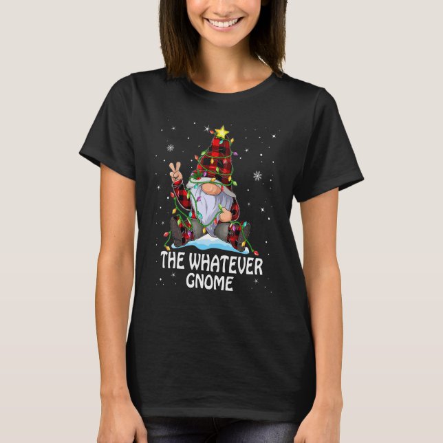 Camiseta Whatever Gnome Buffalo Plaid Matching Christmas Tr (Frente)