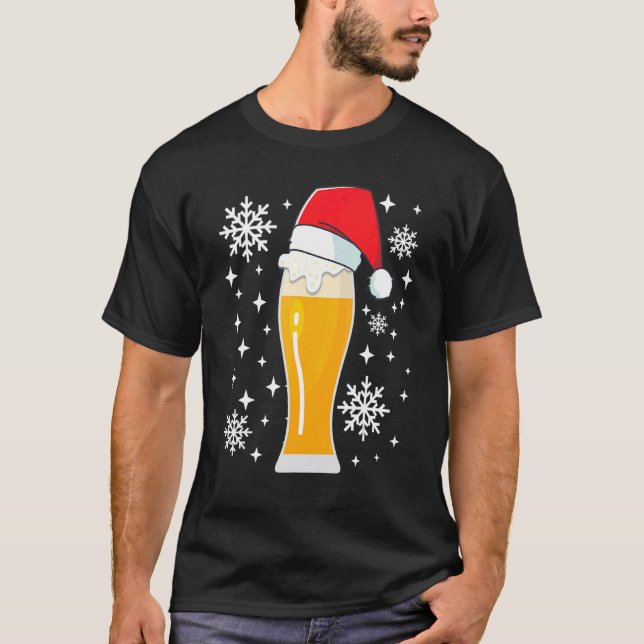 Camiseta Wheat Beer Wheat Beer with Christmas Hat   Beer Dr (Frente)