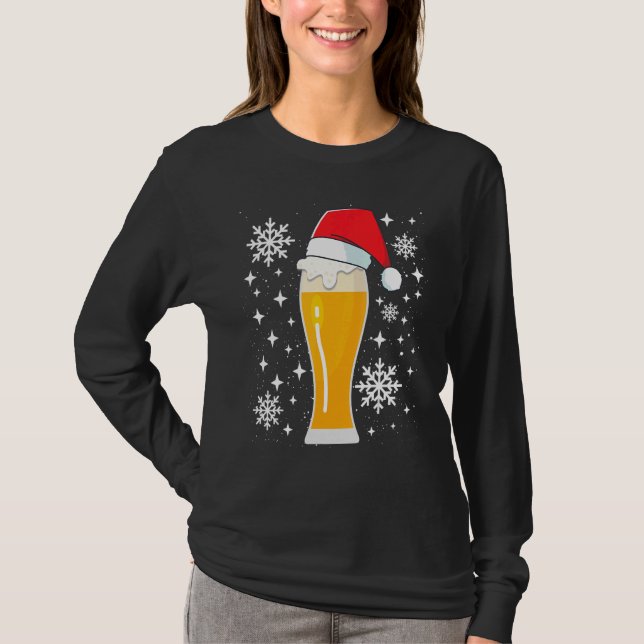 Camiseta Wheat Beer Wheat Beer with Christmas Hat  Beer Dri (Frente)