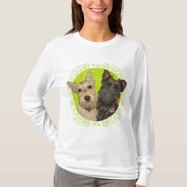Camiseta Wheaten & Black Scottish Terriers (Frente)