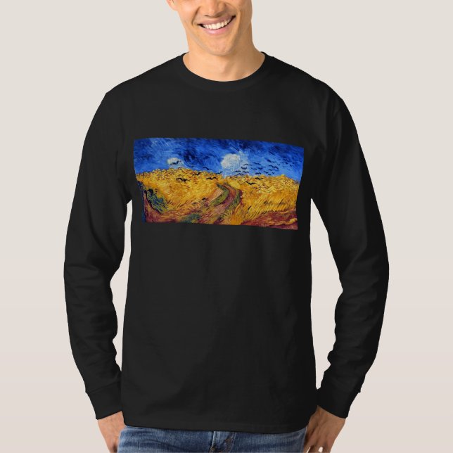 Camiseta Wheatfield com corvos, Van Gogh (Frente)