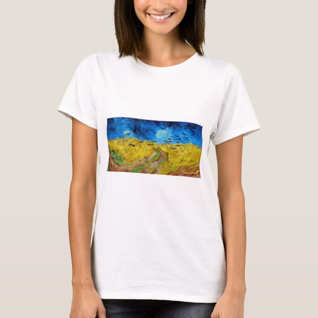 Camiseta Wheatfield com Crows, Van Gogh (Frente)