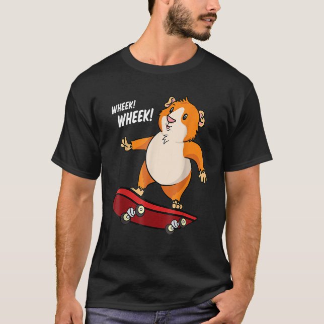 Camiseta Wheek Wheek Guinea Pig Skateboard Skateboarder (Frente)