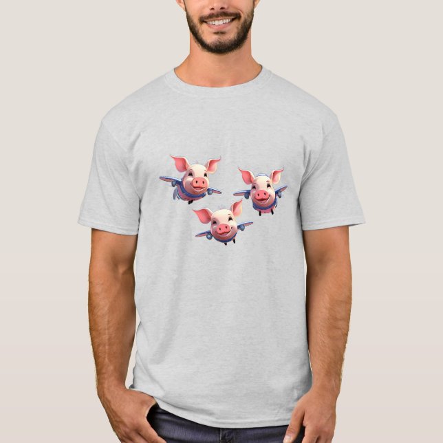 Camiseta When Pigs Fly Funny Pig Airplanes (Frente)