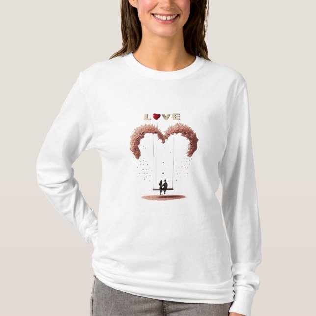 Camiseta Where Love Gently Falls Petals Between Two Hearts  (Frente)