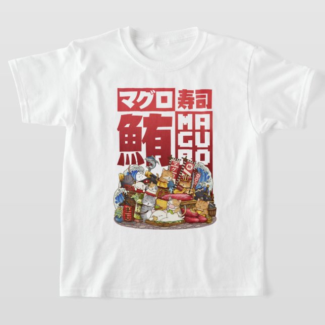 Camiseta Whimsic Cat Maguro Tuna Sushi Workshop (Postura )