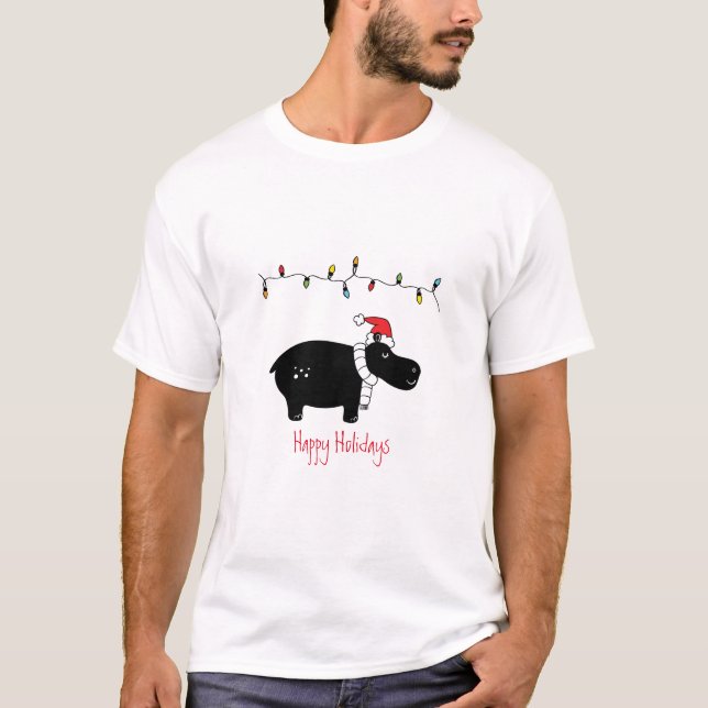 Camiseta Whimsic Christmas Hippo (Frente)