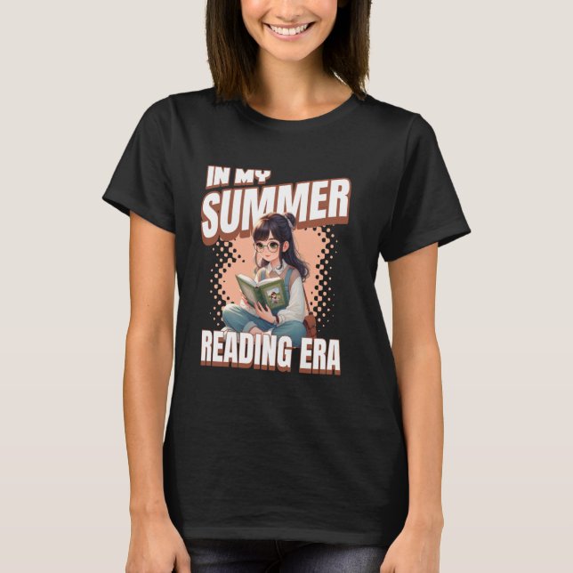 Camiseta Whimsical Anime Style Girl In My Summer Reading Er (Frente)