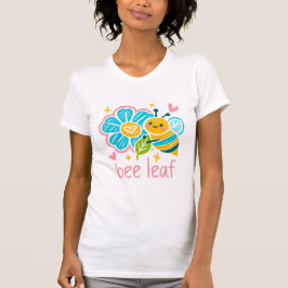 Camiseta Whimsical 'Bee Leaf' Crayon Art: Happy Bumblebee 