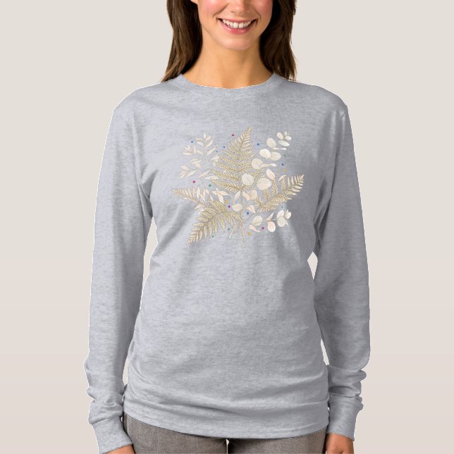 Camiseta whimsical beige floral fairycore design (Frente)