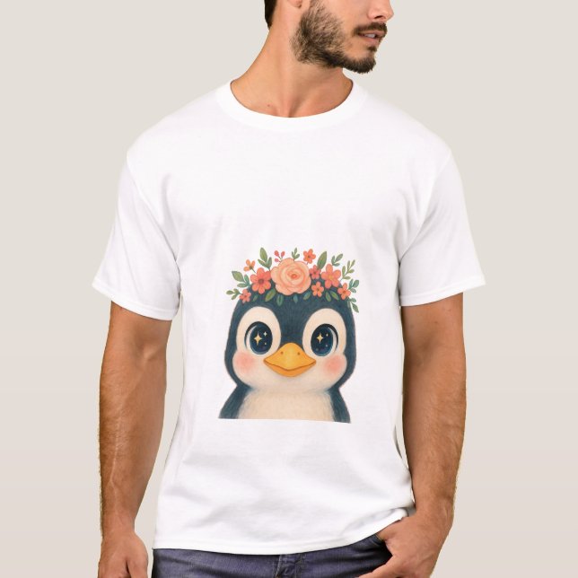 Camiseta Whimsical Bloom Penguin (Frente)