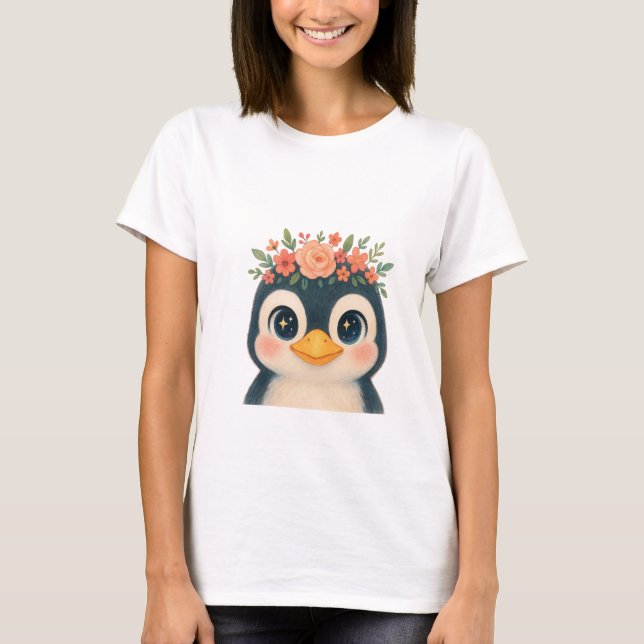 Camiseta Whimsical Bloom Penguin (Frente)