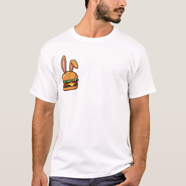 Camiseta Whimsical Bunny Burger Illustration with Playful (Frente)