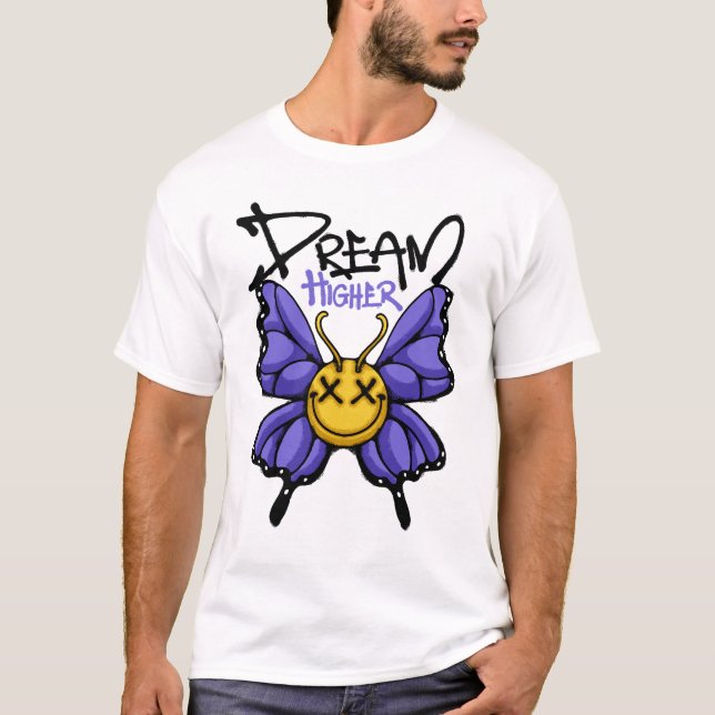 Camiseta Whimsical Butterfly With Smile Streetwear (Frente)