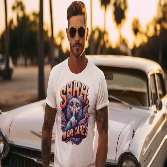Camiseta Whimsical Cat Whispers Ninguém Se Preocupa (Criador carregado)
