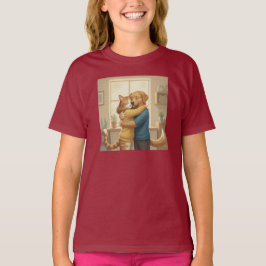 Camiseta Whimsical Dog and Cat Hug Girls' T-Shirt