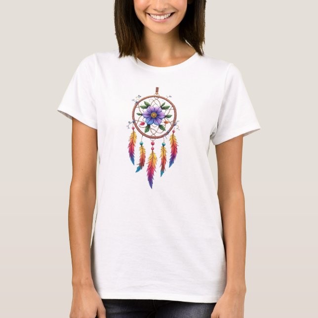Camiseta Whimsical Dreamcatcher Design (Frente)