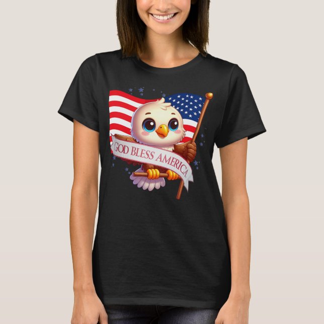 Camiseta Whimsical Eagle Character red white & blue 🦅🇺🇸  (Frente)