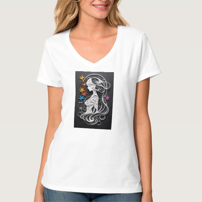 Camiseta "Whimsical Floral Maiden" (Frente)
