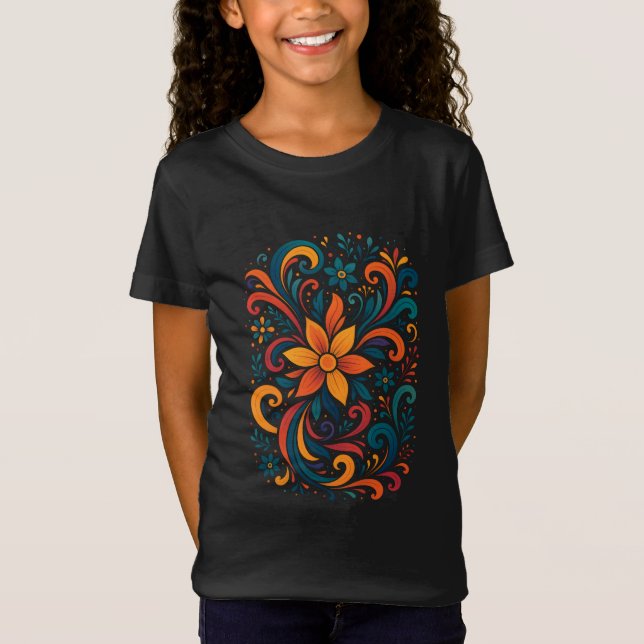 Camiseta Whimsical Floral Swirl Kids T-Shirt (Frente)