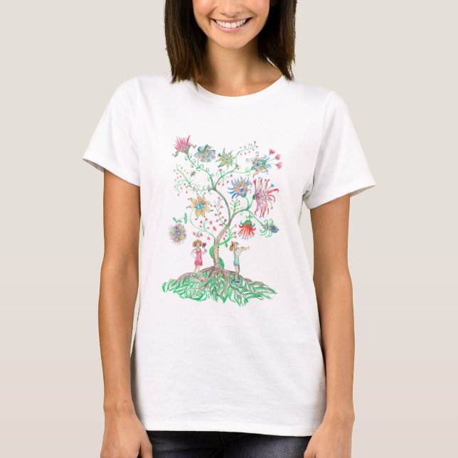 Camiseta Whimsical Floral Tree  (Frente)
