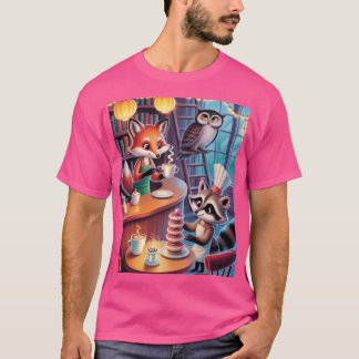 Camiseta Whimsical Forest Café - Cozy Animal Barista Vibes