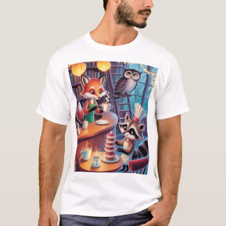 Camiseta Whimsical Forest Café - Cozy Animal Barista Vibes
