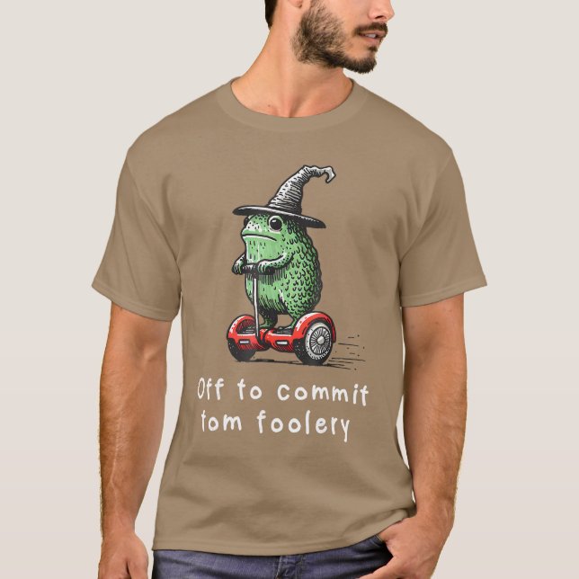 Camiseta Whimsical Frog Wizard Off to Commitom Foolery Frog (Frente)