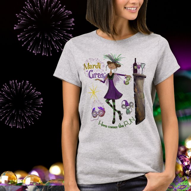 Camiseta Whimsical Mardi Gras Best Friend Shirt Purple  (Whimsical Mardi Gras Best Friend Shirt Purple )